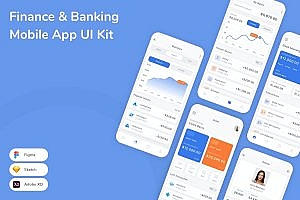 金融银行App界面设计UI模板套件 Finance & Banking Mobile App UI Kit
