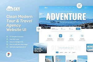 旅游旅行社网站主页设计模板 Vacasky – Tour & Travel Agency Website